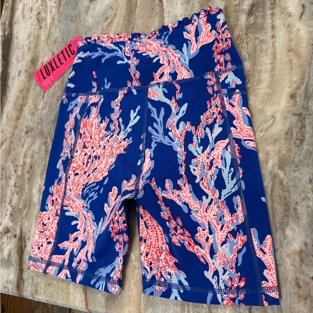 NWT Women’s LILLY PULITZER Weekender High Rise ruffle shorts- Borealis Blue. XS - Picture 5 of 7